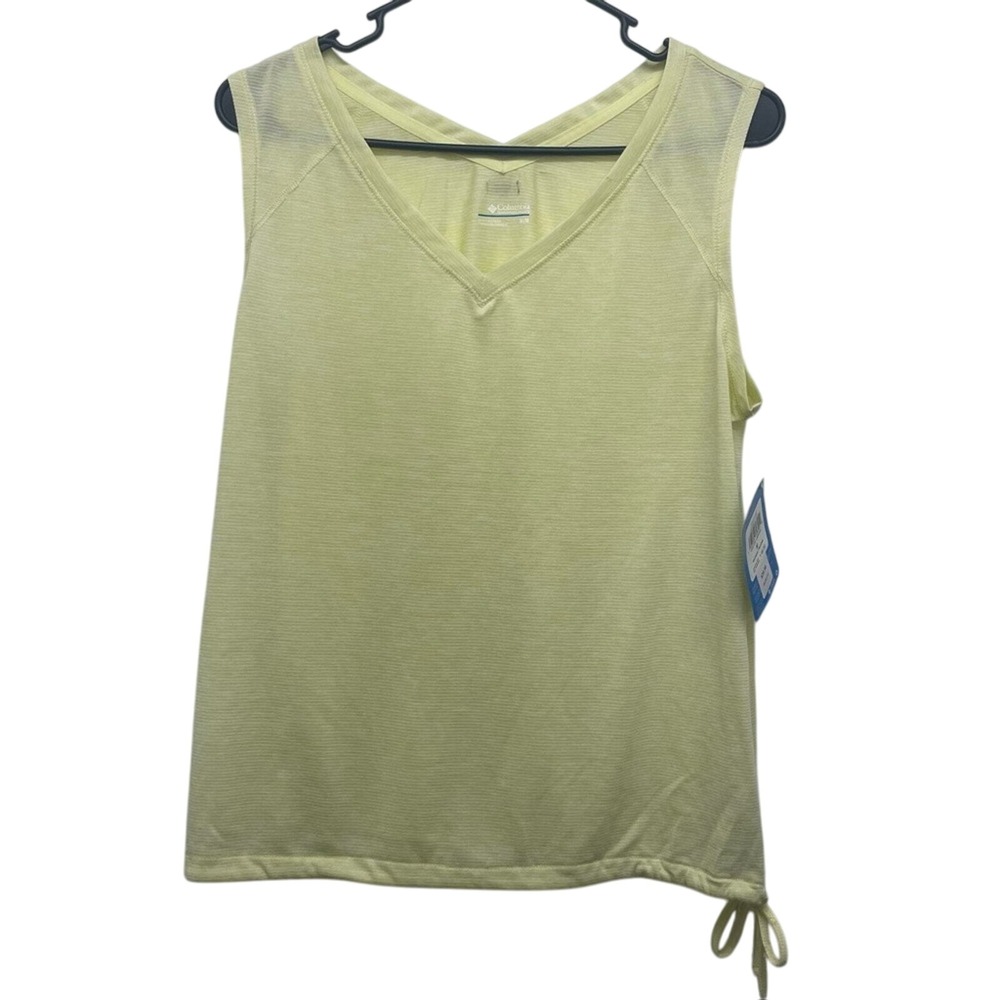 Columbia Medium Womens Tank Top Sleeveless Athletic Workout Drawstring Yellow - Picture 1 of 6